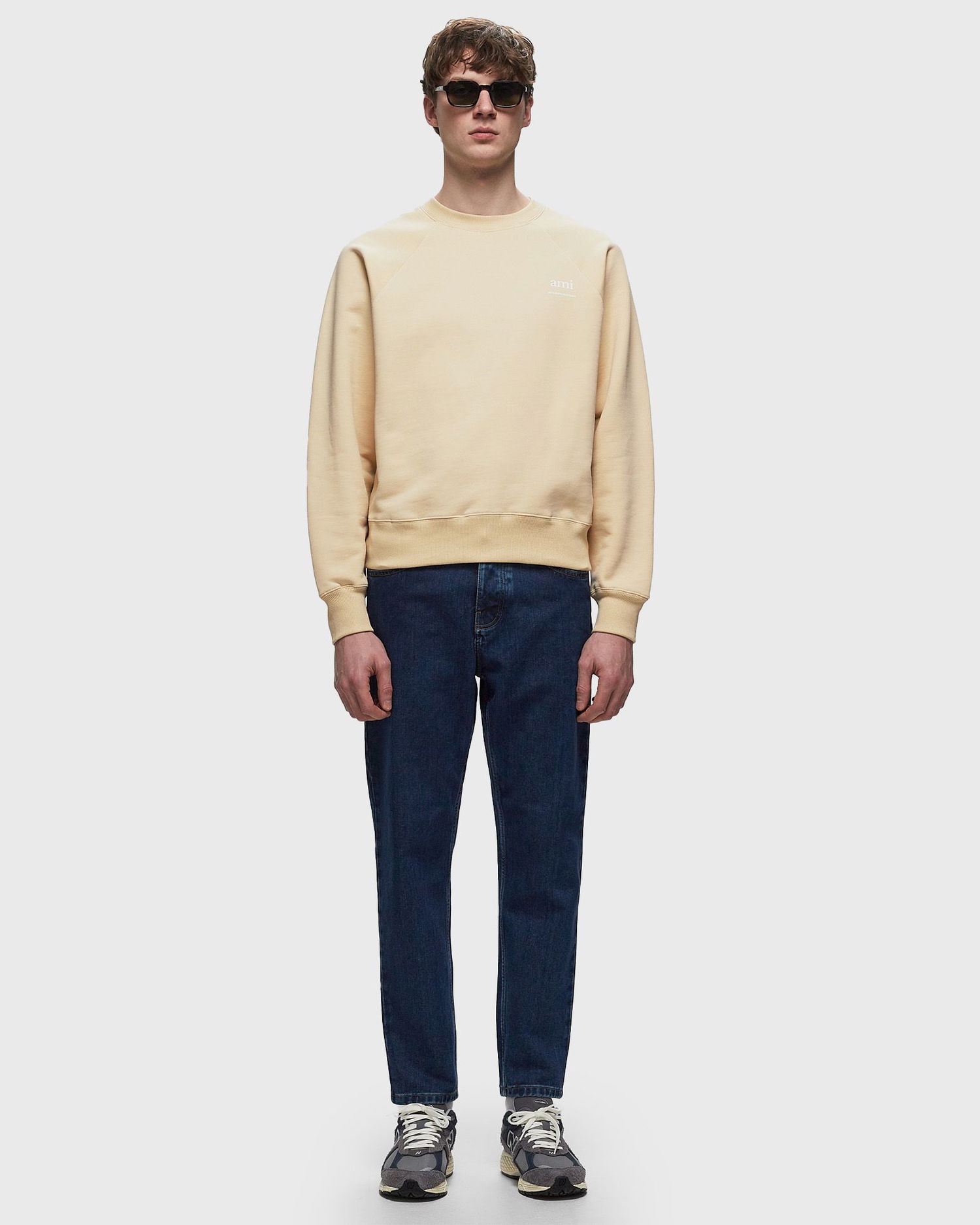 Sveter AMI Paris Raglan Sweatshirt Béžová | USW024.747, 1
