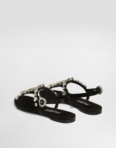 Tenisky a topánky Dolce & Gabbana Satin Sandals With Gemstone Embellishment Čierna | CQ0601A9T438S488, 2