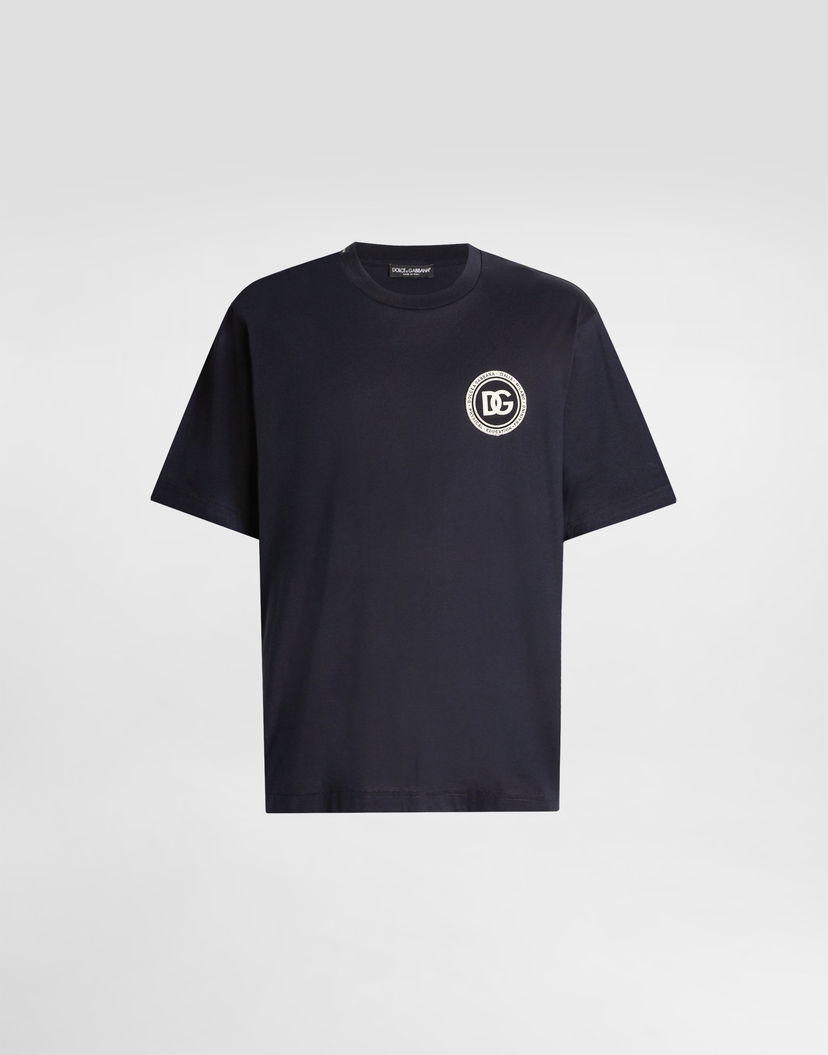Tričko Dolce & Gabbana Cotton T-shirt With Patch 48 Navy | G8PN9ZG7PZFB0665