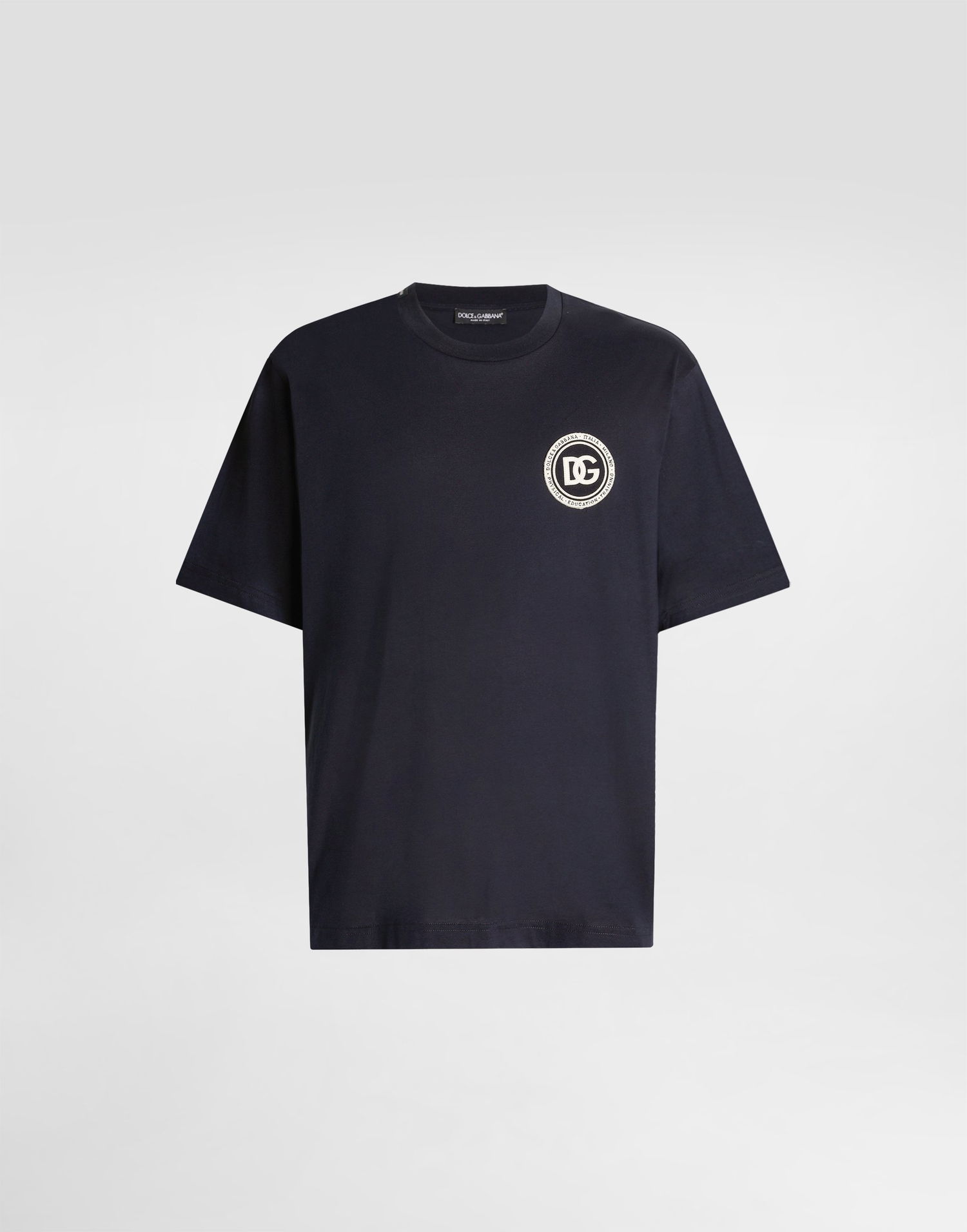 Tričko Dolce & Gabbana Cotton T-shirt With Patch 48 Navy | G8PN9ZG7PZFB0665, 0
