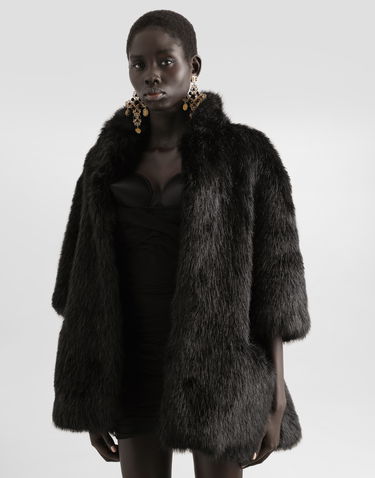 Bunda Dolce & Gabbana Dolce & Gabbana Faux Fur Cropped Jacket Čierna | F0W3TFFUSZ9N0000, 3