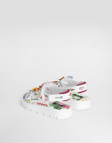 Doplnky Dolce & Gabbana Dolce & Gabbana Calfskin Sandals with Flower Appliqués Biela | D11127AU458HA5KU, 2