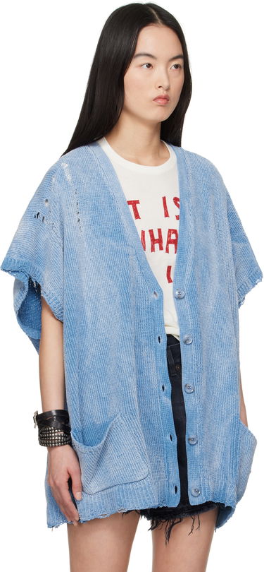 Sveter R13 R13 Distressed Boxy Cardigan Modrá | R13WY285-Y203B, 1