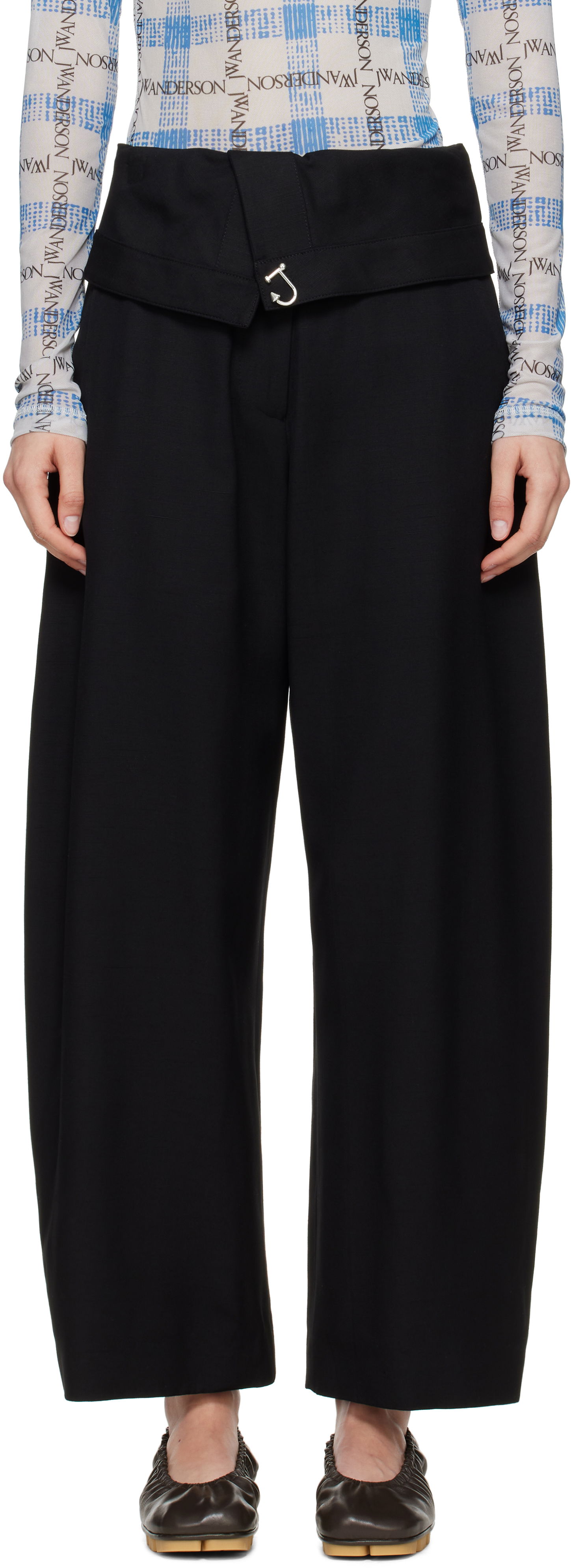 Nohavice JW Anderson JW Anderson Fold-Over Trousers Čierna | TR0394-PG1684, 0