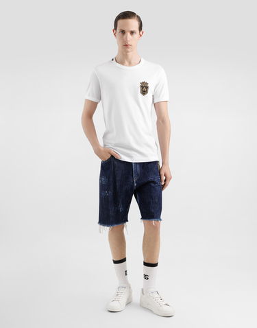 Tričko Dolce & Gabbana Cotton T-Shirt With Patch Biela | G8PV1ZG7O4CW0800, 1