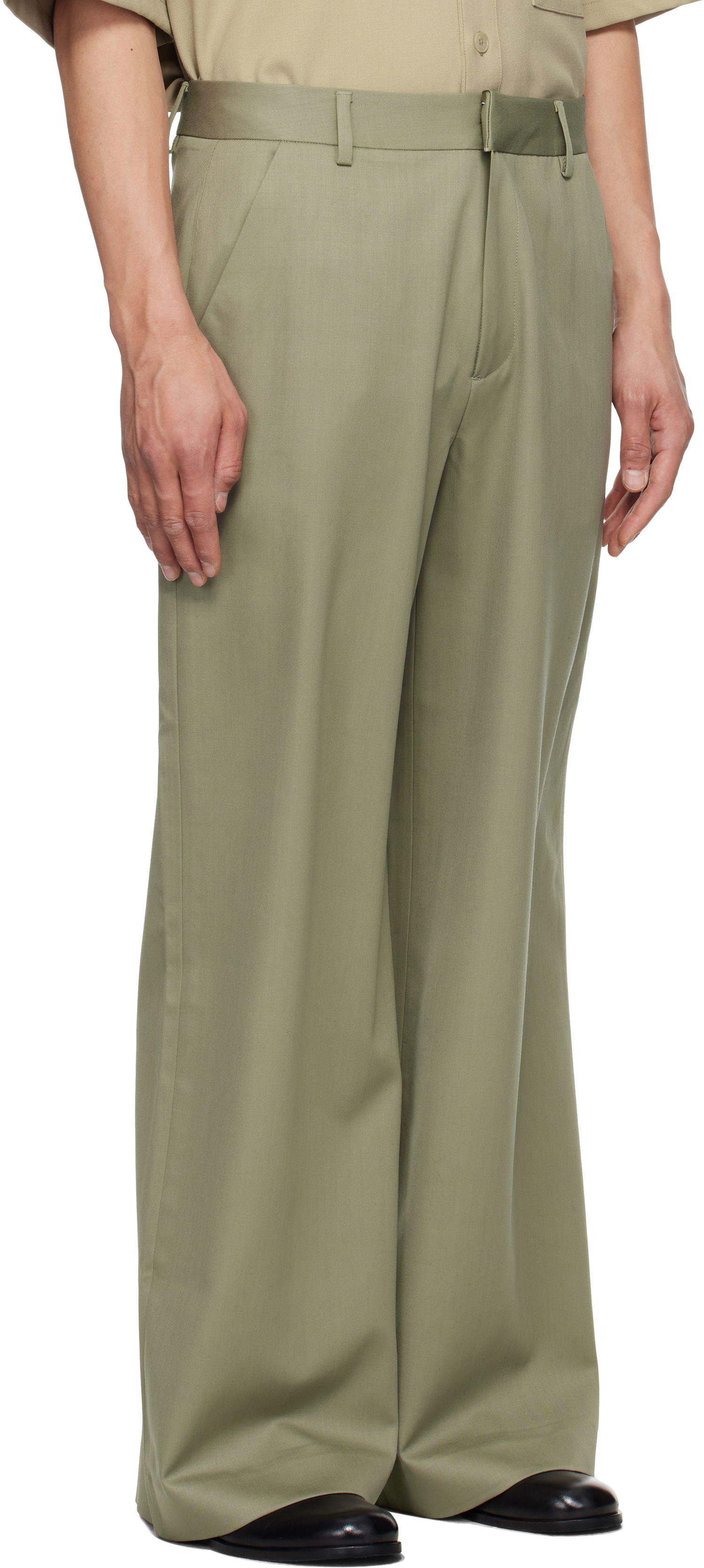 Nohavice Entire Studios Entire Studios Wide-Leg Trousers Zelené | ESU-S25-3003-KG, 1