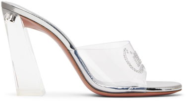 Starostlivosť o obuv Amina Muaddi Amina Muaddi Bella Glass Heeled Sandals Metalická | BELLA GLASS SLIPPER BLOCK PVC, 0