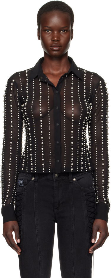 Košeľa Versace Embellished Sheer Button-Up Shirt Čierna | E77HALI13_ECJM01, 0