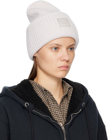 Kulicha Acne Studios Large Face Logo Beanie Biela | C40424-, 1