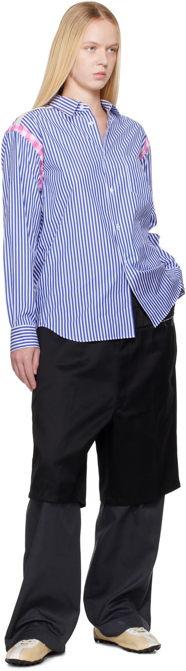 Košeľa Comme des Garçons Comme des Garçons Striped Gingham Trim Shirt Modrá | FO-B020-S25, 3