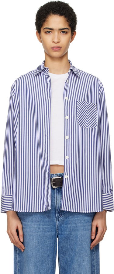 Košeľa rag & bone Striped Poplin Shirt Modrá | WAW22FA050ZE50, 0