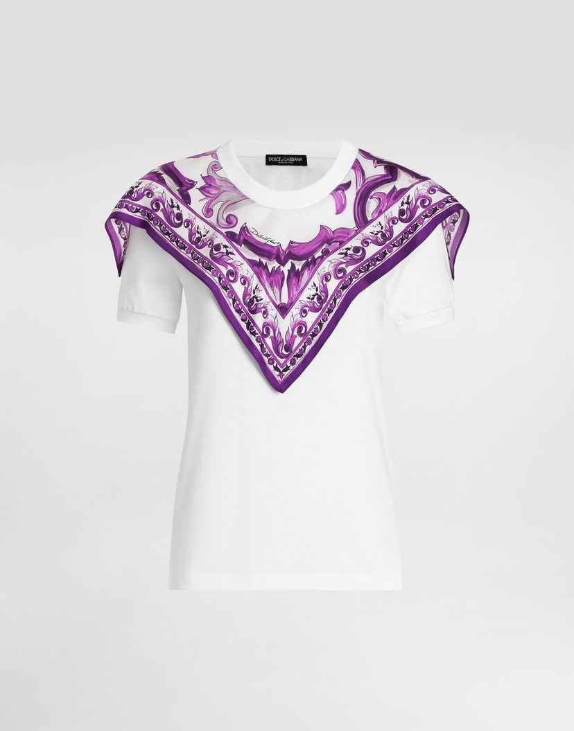 Tričko Dolce & Gabbana Dolce & Gabbana Silk Foulard T-Shirt Biela | F8V73TGDDCEW0800