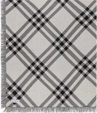 Šál Burberry Burberry Wide Check Wool Silk Scarf Čierna | 8110162, 1