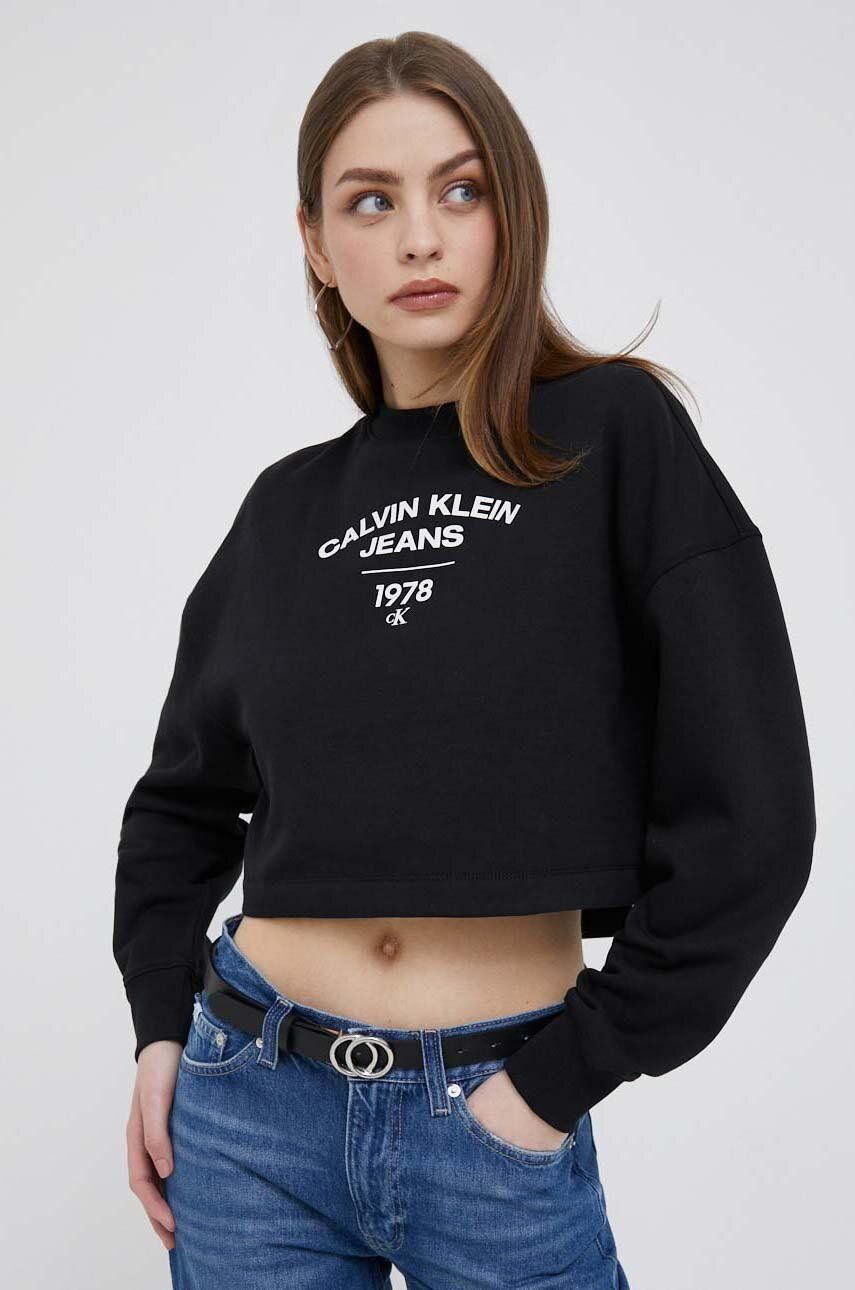 Mikina CALVIN KLEIN University Cropped Sweatshirt With Logo Čierna | J20J221334, 0