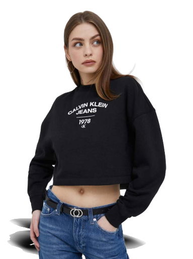 Mikina CALVIN KLEIN University Cropped Sweatshirt With Logo Čierna | J20J221334