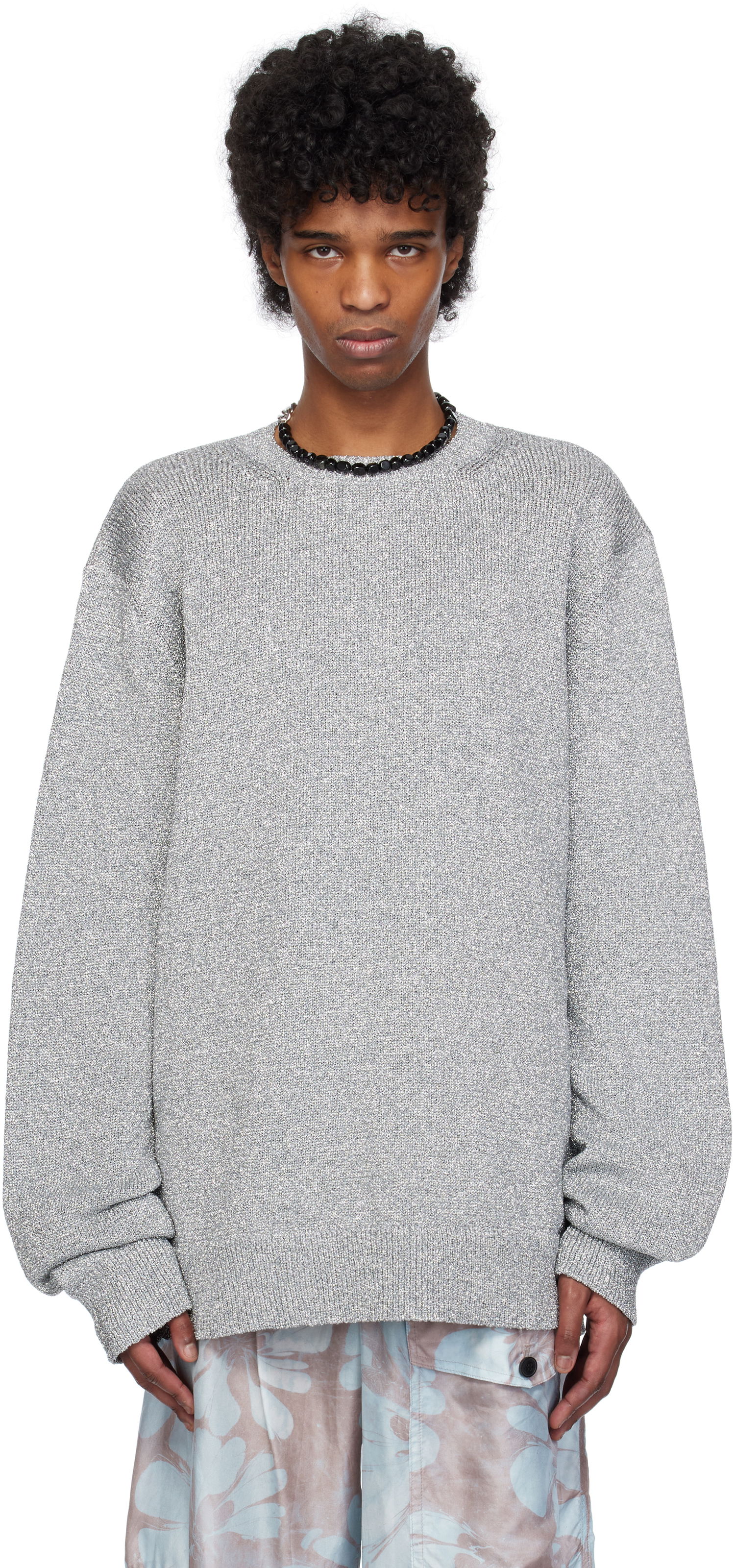 Sveter Dries Van Noten Dries Van Noten Metallic Thread Sweater Šedá | 251-021224-1706, 0