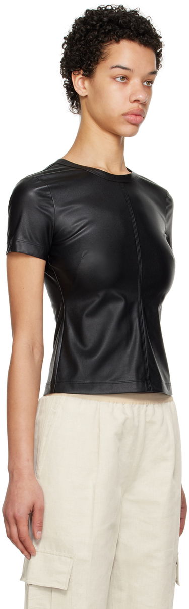 Tričko Helmut Lang Helmut Lang Slim Faux-Leather T-Shirt Čierna | N04HW503, 1