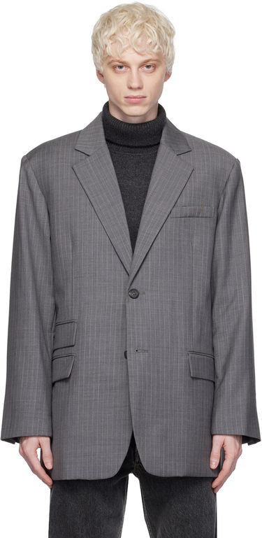 Bunda Helmut Lang Oversized Pinstripe Blazer Šedá | N09HM104, 0