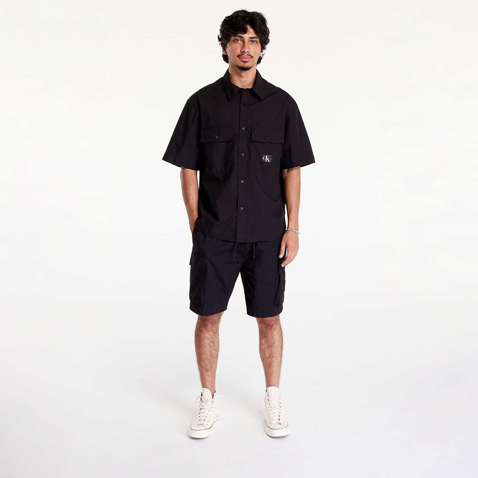 Cotton Poplin Utility Shirt Black