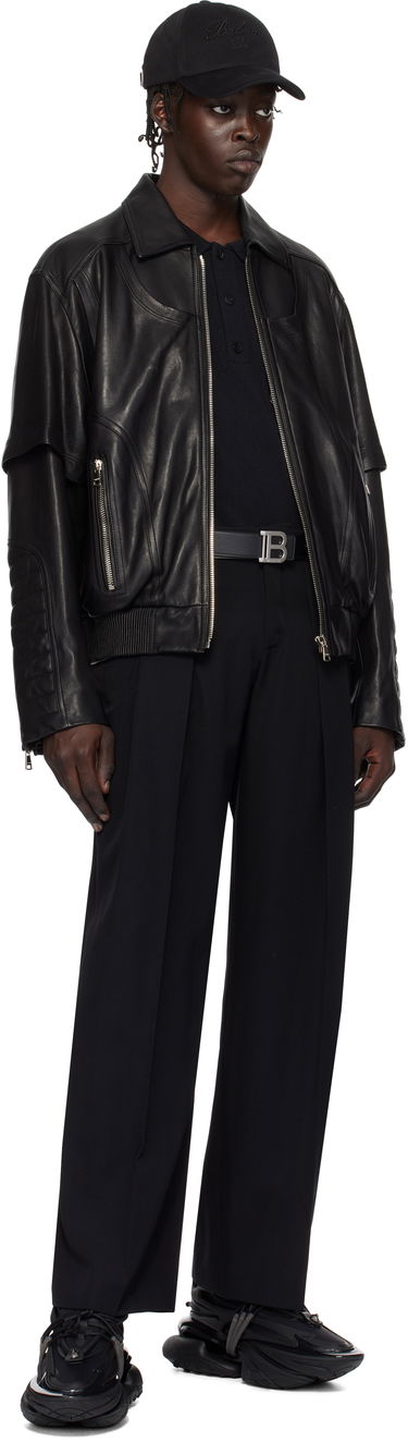 Bomber bunda Balmain Balmain Layered Leather Jacket Čierna | EH1TF936LC62, 3