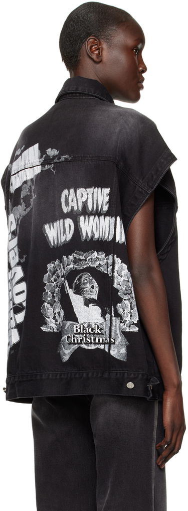 Vesta We11done We11done Horror Movie Sleeveless Denim Jacket Čierna | WD-DV3-22-384-U-BK, 2