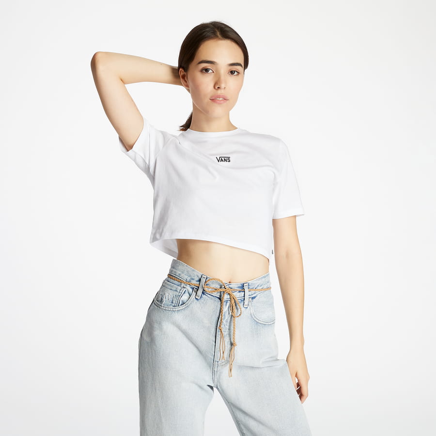 Crop Top Vans Flying V Crop Crew Sport T-Shirt Biela | VN0A54QUWHT, 0