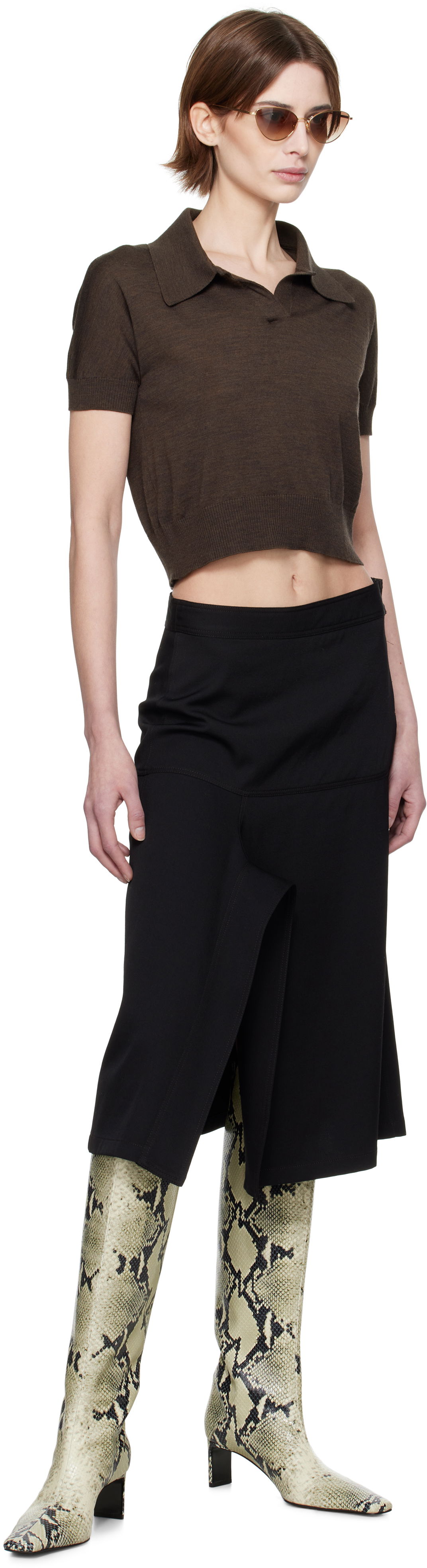 Khaite Morgane Cropped Knit Polo