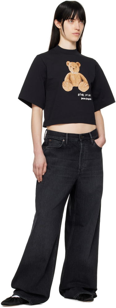 Crop Top Palm Angels Palm Angels 'Bear In Mind' Cropped T-Shirt Čierna | PWAA020S25JER0051060, 3