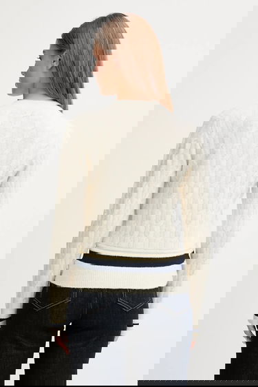 Sveter Lacoste Wool Blend Cable Knit Cropped Sweater Biela | AF4159, 2