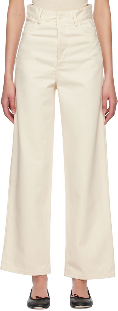 Nohavice Baserange Wide Leg Cotton-Twill Trousers Biela | TRNA-CC-SP23, 0