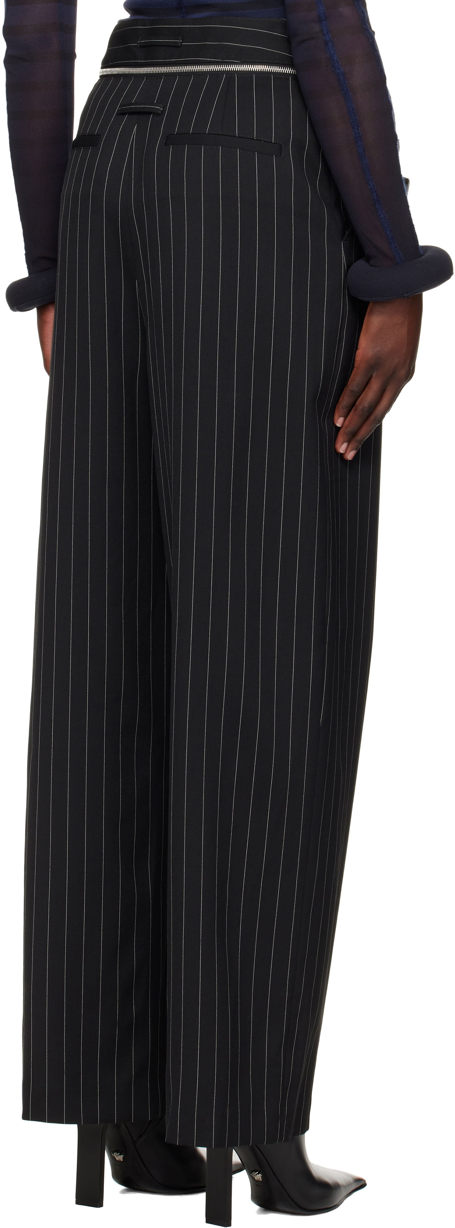 Jean Paul Gaultier Pinstripe Belted Suit Trousers