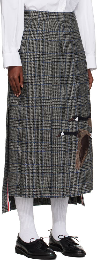 Sukňa Thom Browne Thom Browne Classic Pleated Maxi Skirt with Appliqué Šedá | FGCA24E-E1376, 1