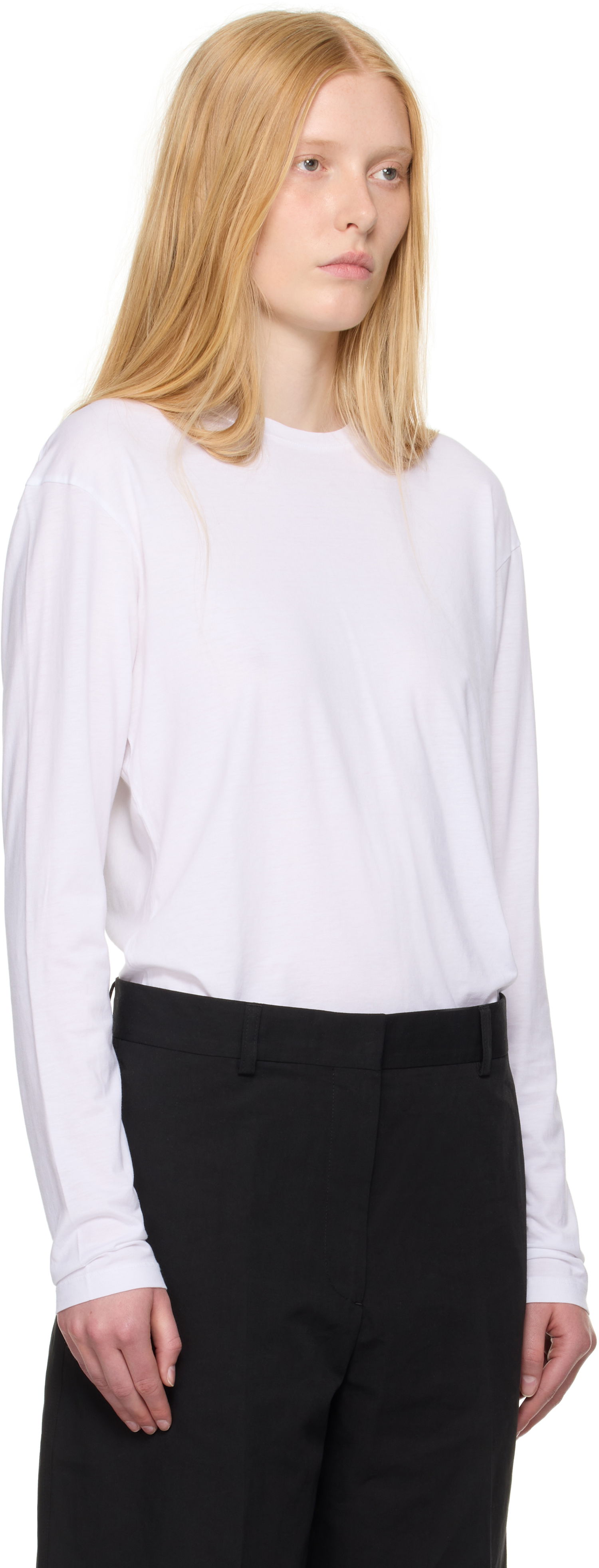 Tričko TOTEME TOTEME Classic Long Sleeve T-Shirt Biela | 253-WRT0588-FB0419, 1