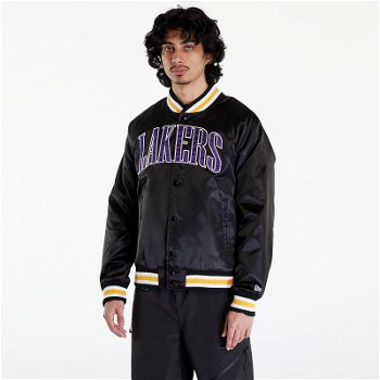 New Era LA Lakers NBA Applique Satin Bomber Jacket UNISEX Black/ True Purple 60435452