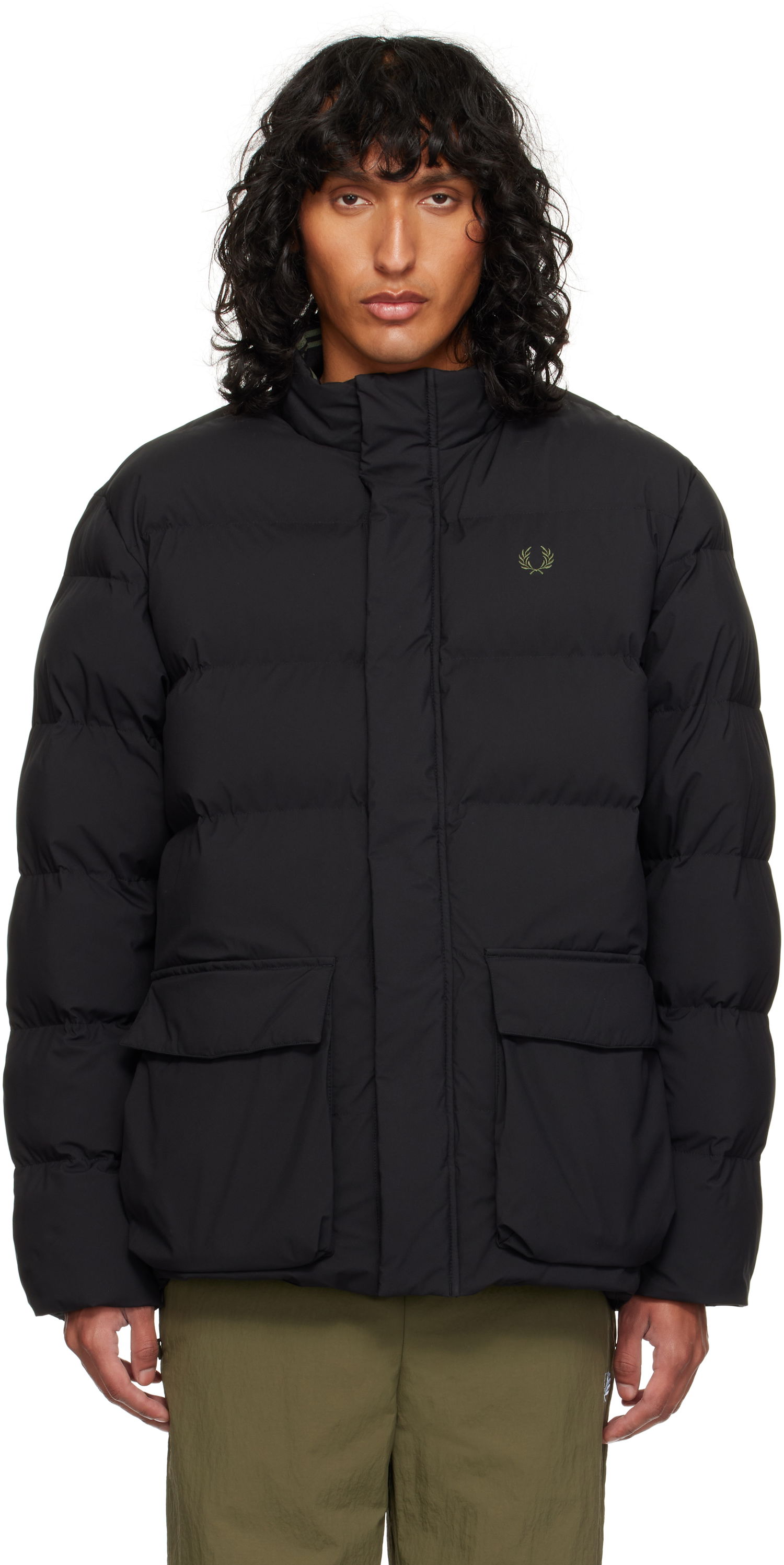 Prešívaná bunda Fred Perry Padded Pocket Detail Jacket Čierna | J8545, 0