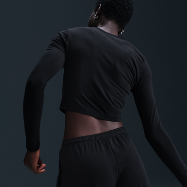 Crop Top Nike Sportswear Chill Knit Long Sleeve Cropped Top Čierna | HF5322-011, 3