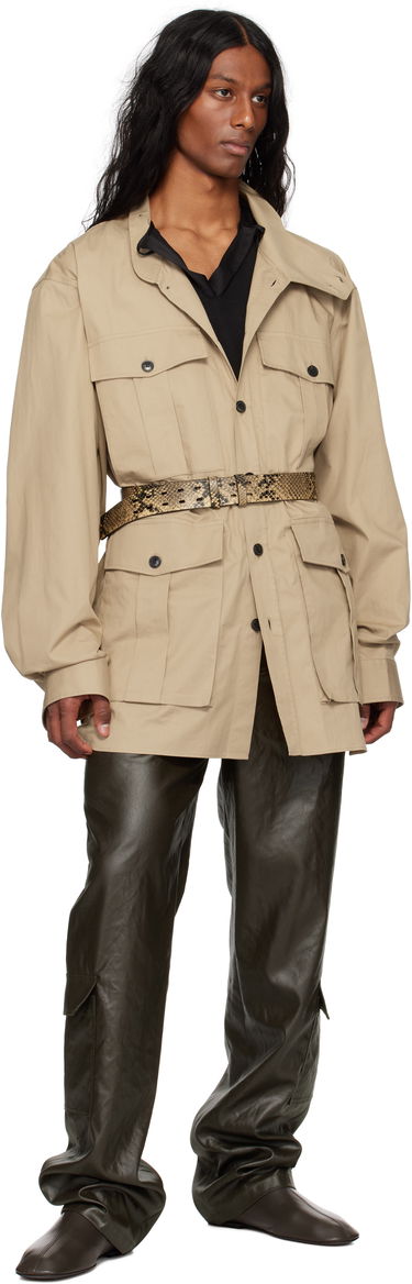 Opasok Dries Van Noten Dries Van Noten Snakeskin Leather Belt Béžová | 251-021403-397, 2