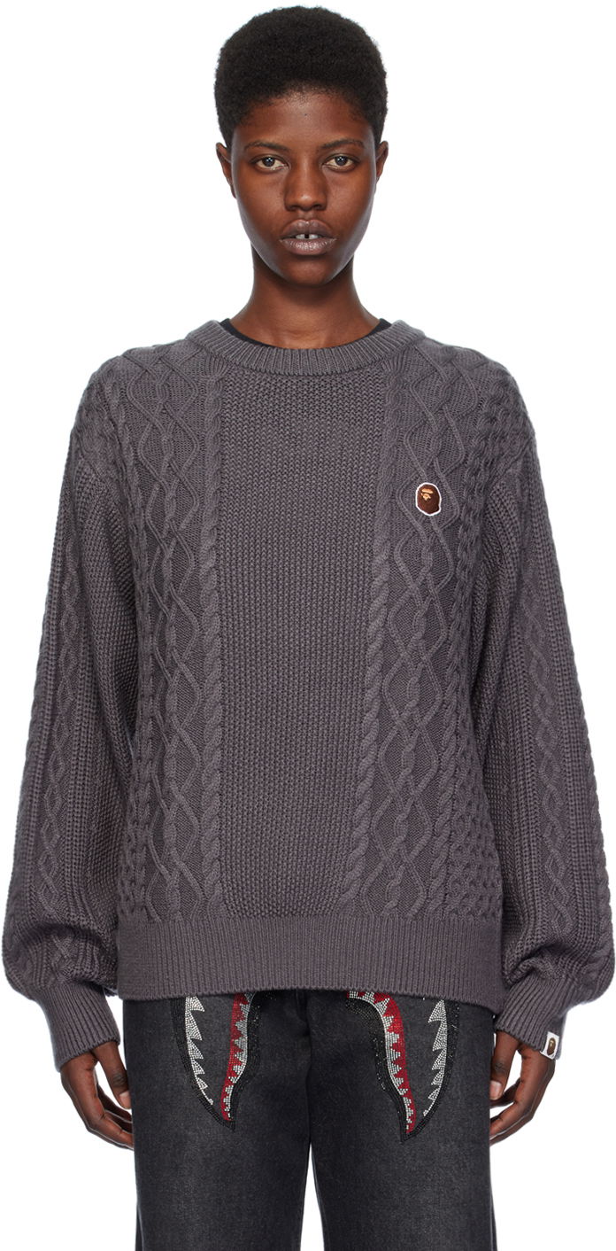 Sveter BAPE Ape Head One Point Sweater Šedá | 001KNJ802006L, 0