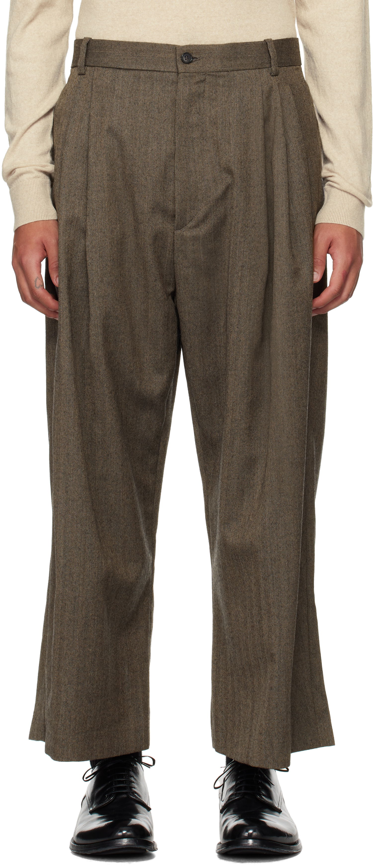Nohavice HED MAYNER Herringbone Trousers Hnedá | HMMZ30012A-HZ113, 0