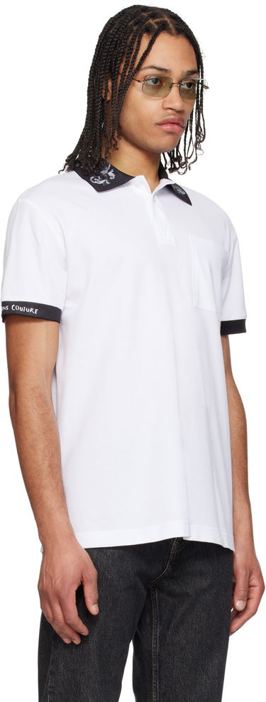 Polo tričko Versace Versace Jeans Couture Baroque Collar Polo Biela | E78GAGT04_ECJ01T, 1