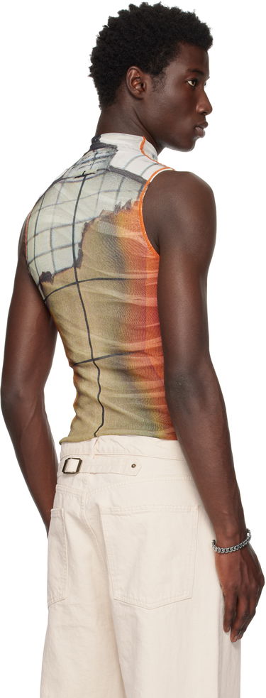Tielko Jean Paul Gaultier Jean Paul Gaultier 'The Fire' Printed Mesh Tank Top Oranžová | 25/03-W-TO307-M003P-150100, 2