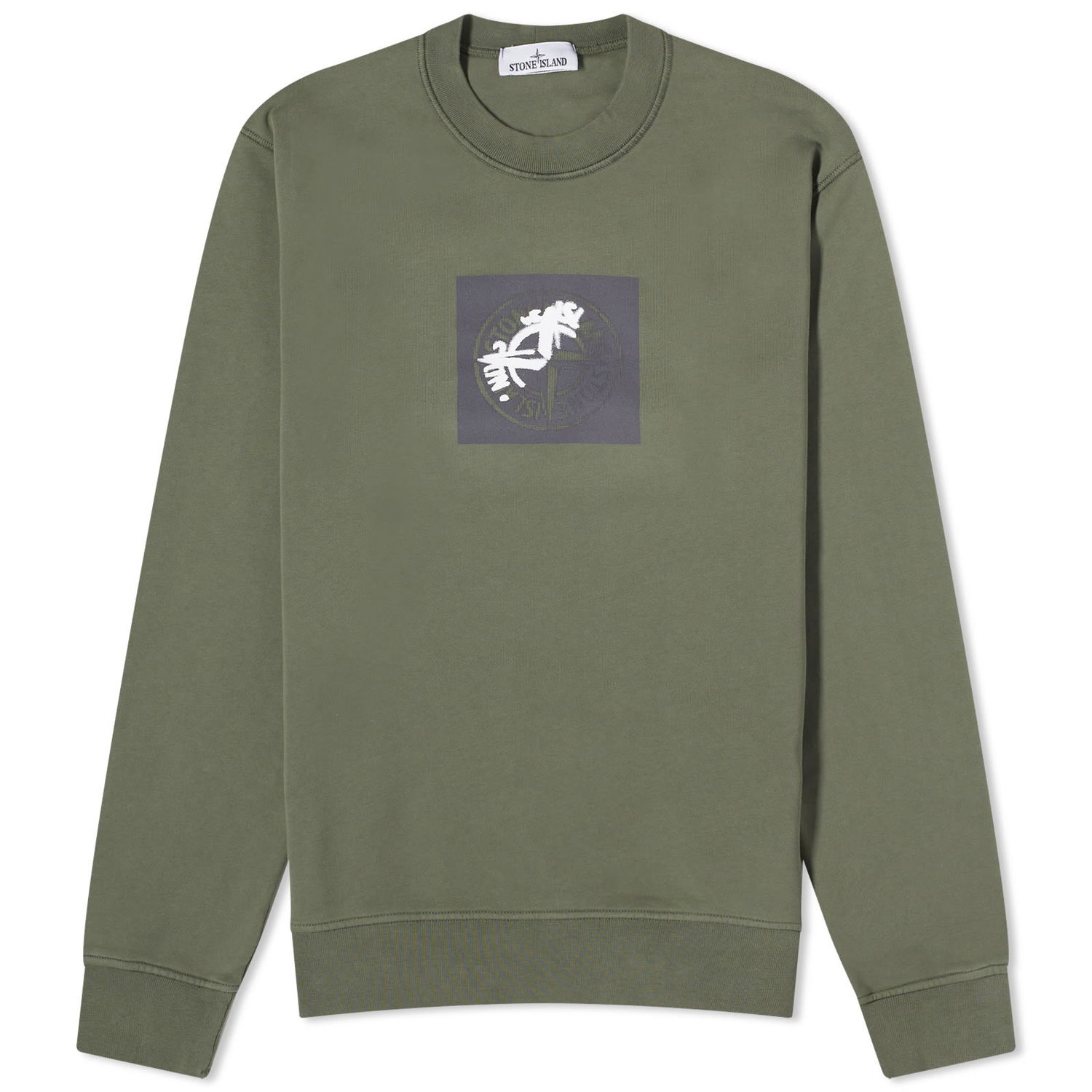 Sveter Stone Island Institutional One Badge Print Crewneck Zelené | 801566559-V0059, 0