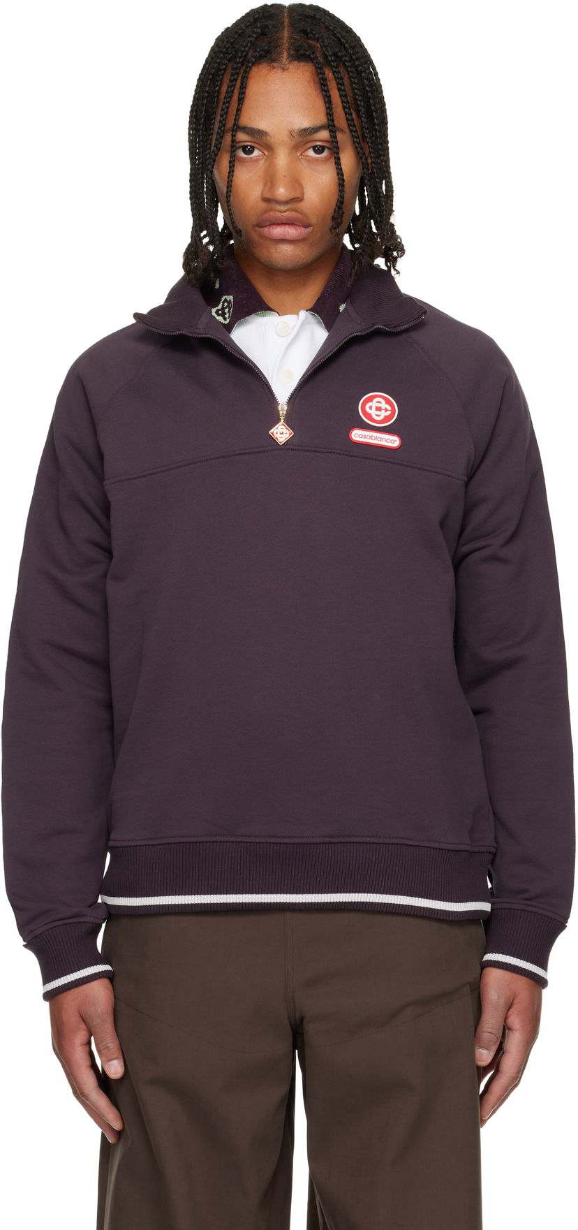 Mikina Casablanca Quarter Zip Laurel Sweatshirt Fialová | M-AW25-JTP-419-01