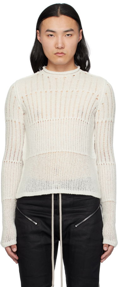 Sveter Rick Owens Rick Owens Hollywood Grid Knit Cropped Sweater Biela | RU01E5680 KGRID, 0