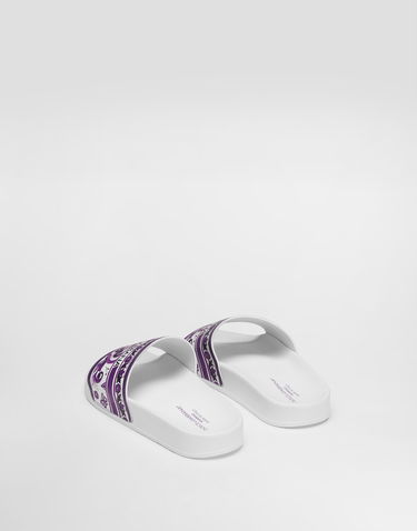 Doplnky Dolce & Gabbana Dolce & Gabbana Majolica-print Calfskin Slippers Biela | D10705A1838I03TN, 2