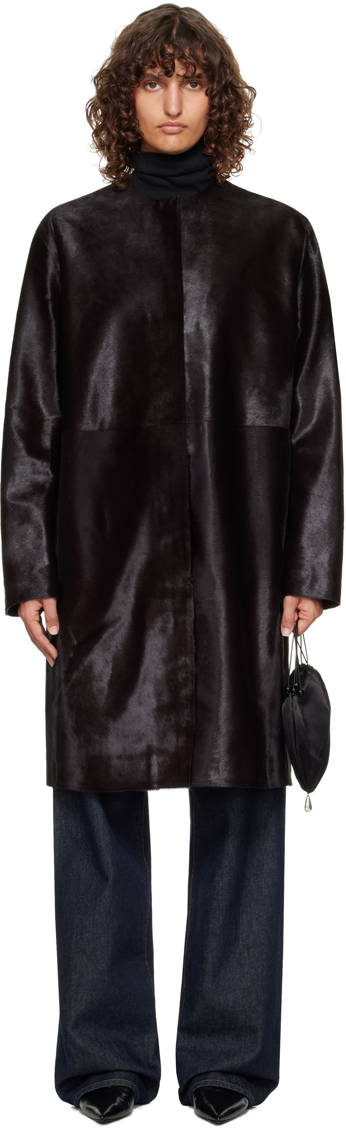 Kabáty Loulou de Saison Loulou de Saison Miller Pony Effect Leather Coat Čierna | MILLER, 0