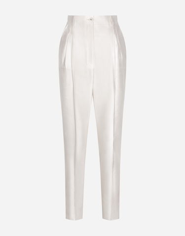 Nohavice Dolce & Gabbana Dolce & Gabbana Shantung Silk Pants Biela | FTCJDTFU1L5W3789, 0