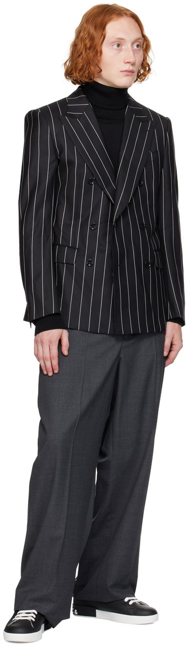 Bunda Dolce & Gabbana Dolce & Gabbana Pinstripe Double-Breasted Blazer Čierna | G2QU4TFR204, 3