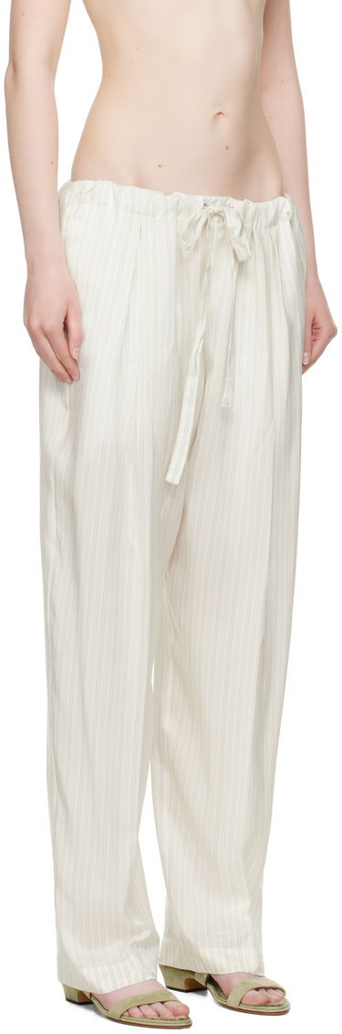 Nohavice Khaite KHAITE Trenton Striped Drawstring Trousers Biela | 31603003, 1