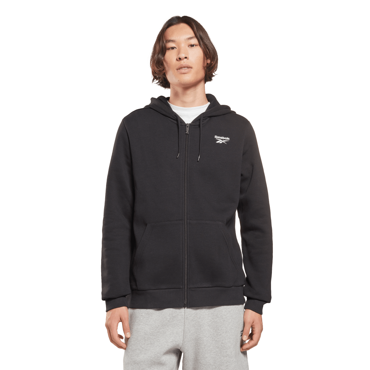 Mikina Reebok Full-Zip Hoodie with Left Chest Logo Čierna | HG4450, 0